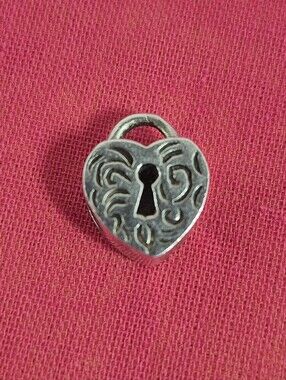Heart Lock Slider Charm 925 Sterling Silver IBB Thai Scroll